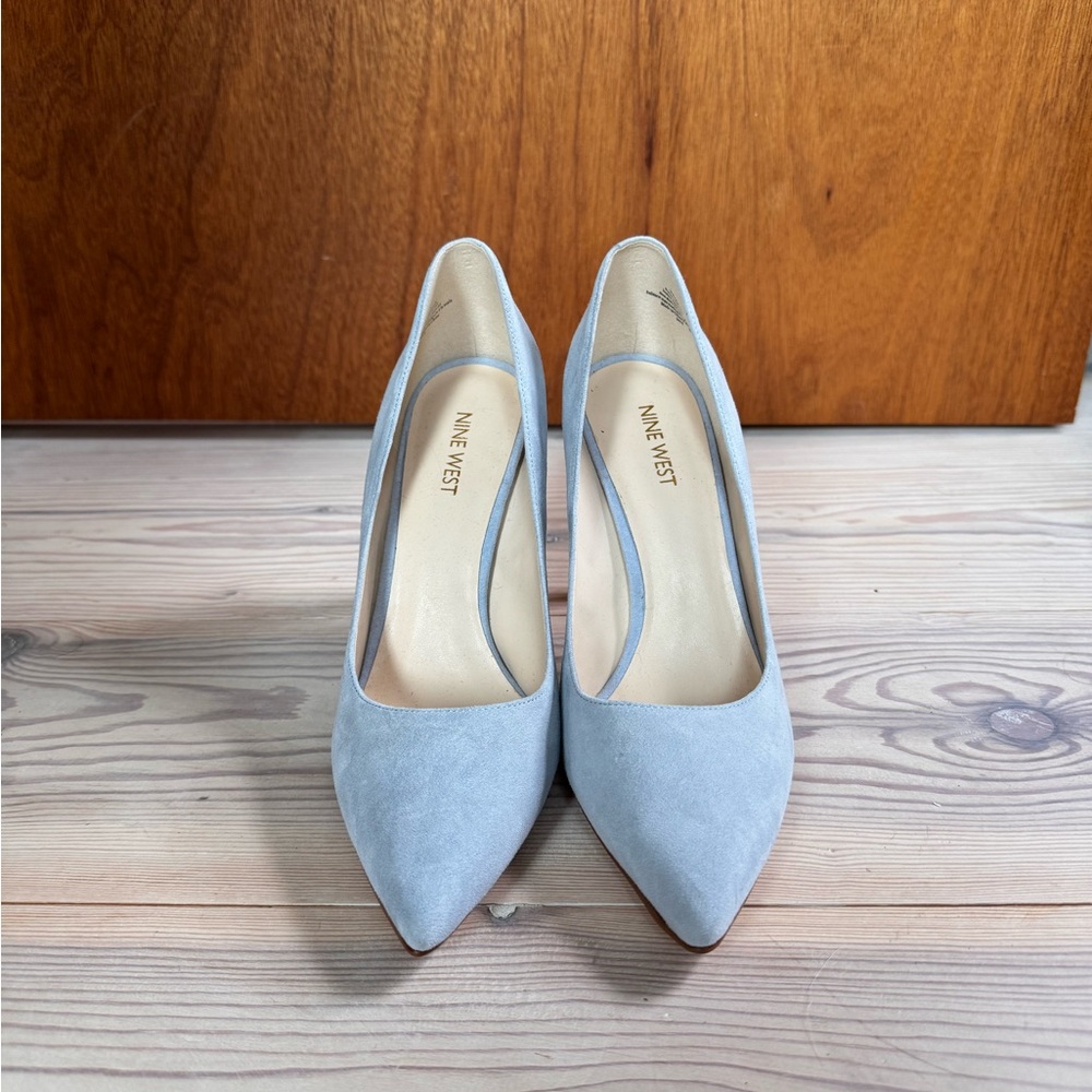 Nine West Light Blue Suede Heels